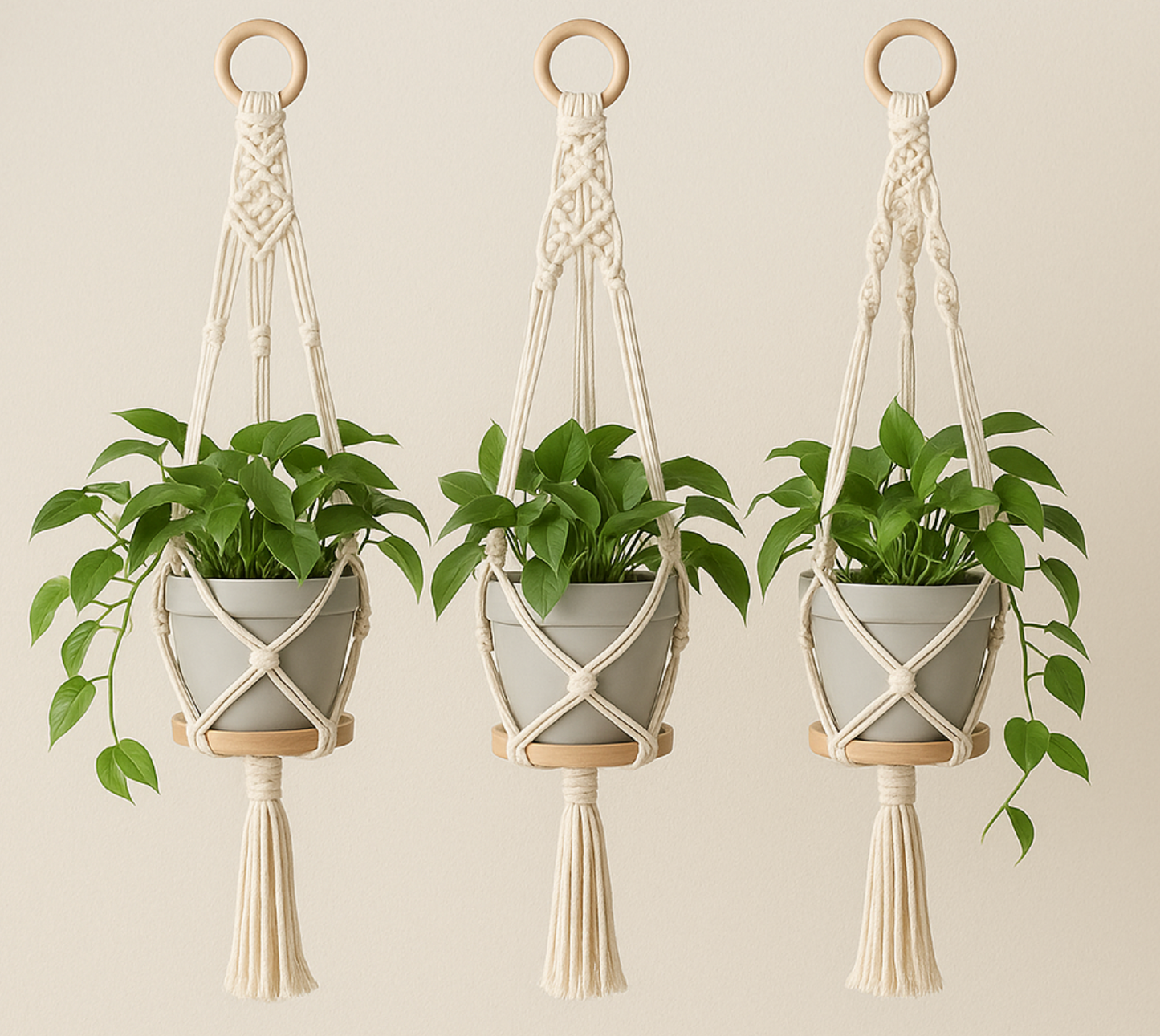 Macramé Plant Hanger Set – 2-Tier Cotton Planter