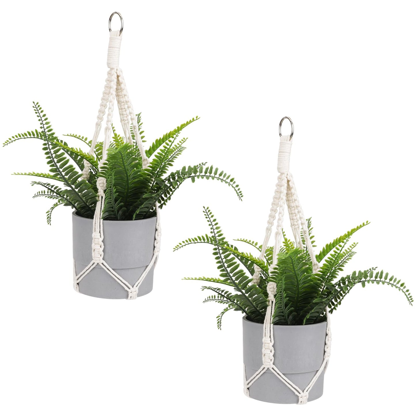 Macramé Plant Hanger Set – White Cotton (2 Pcs) | Urban Nest
