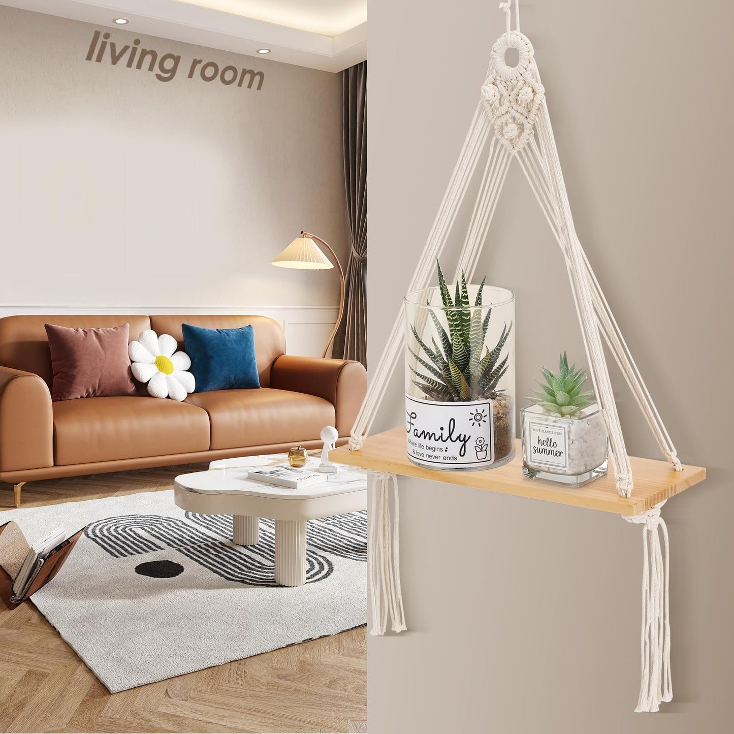 Macramé Hanging Shelf Set – Triangle Boho Organizers (Set of 2)