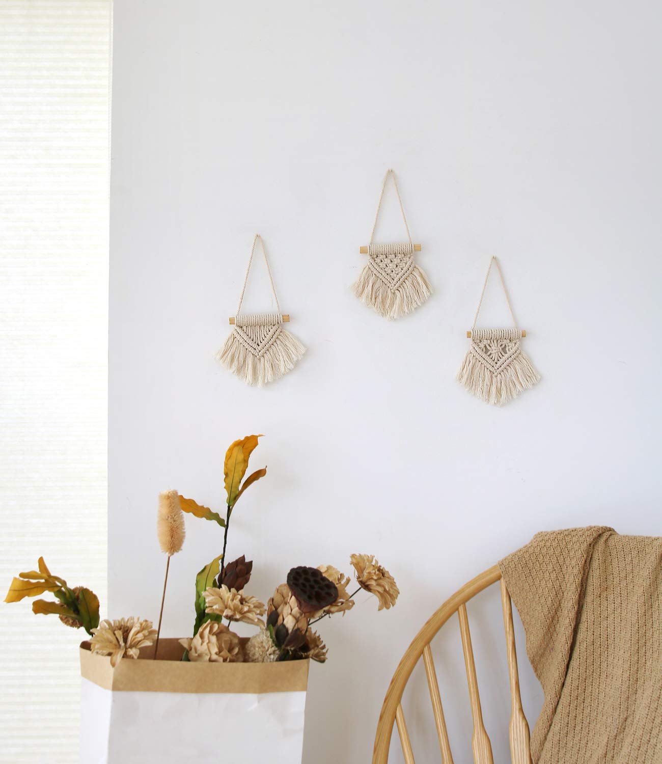 Mini Macramé Wall Hanging – 8.5" Decorative Cotton Tapestry for Boho Styling