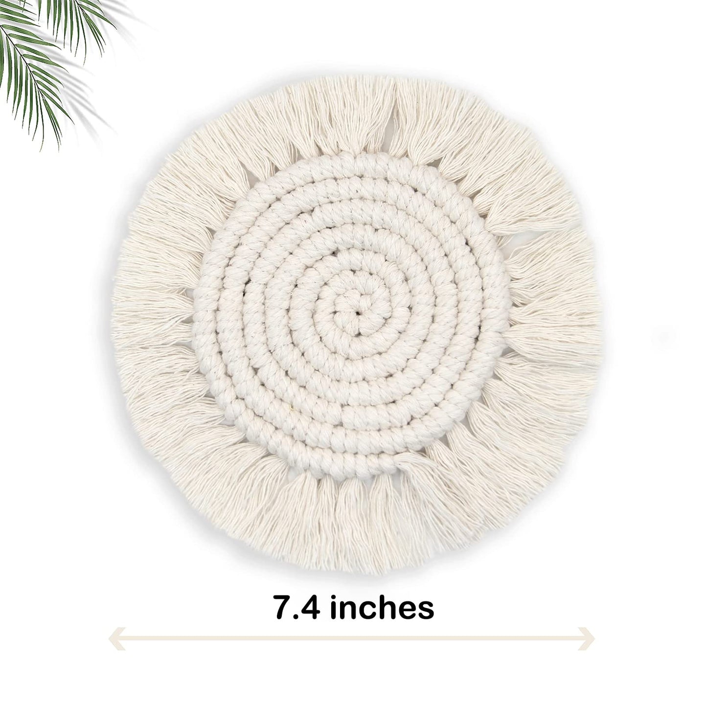 Macramé Tea Coaster Set (Set of 2) – Handwoven Cotton Boho Table Mats