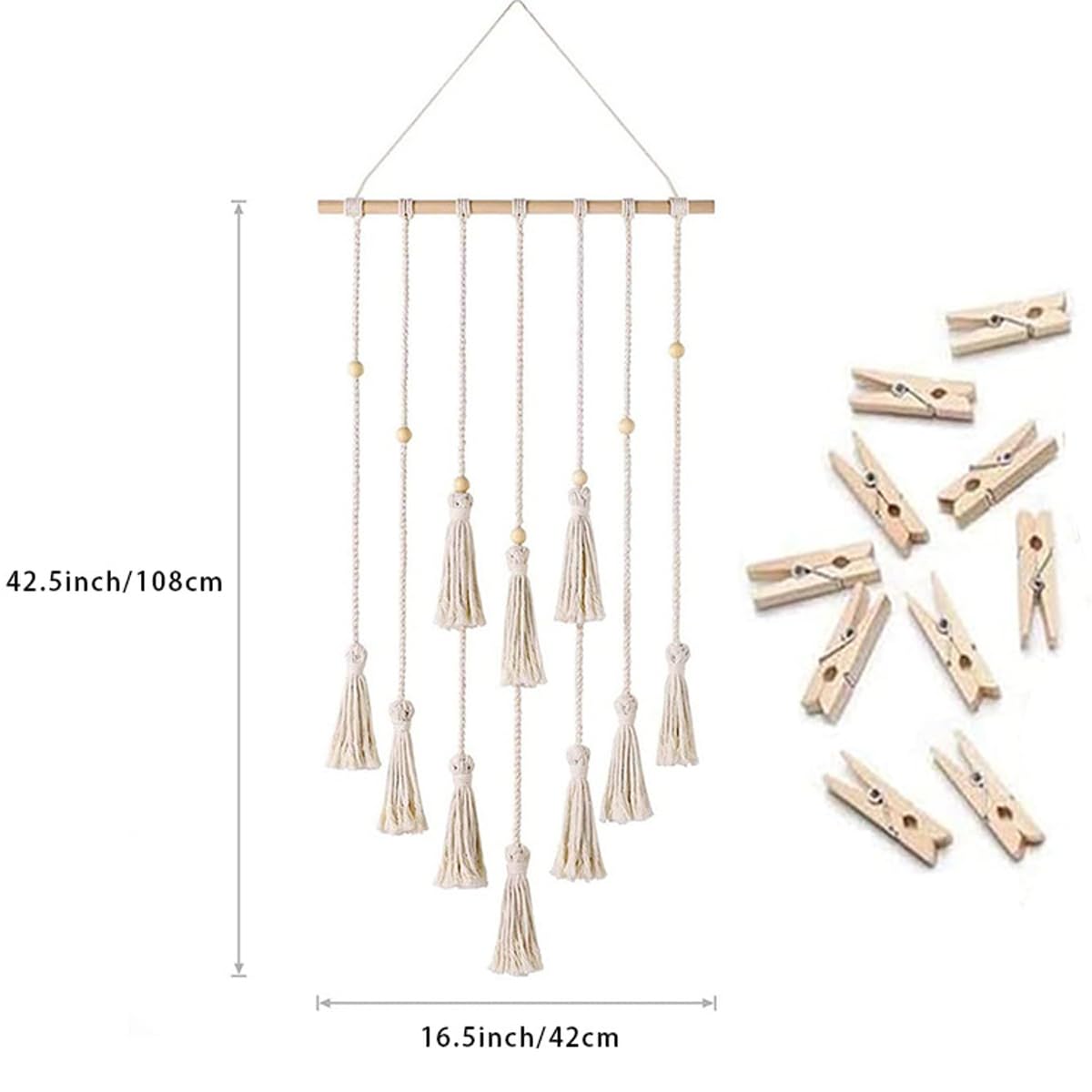 Macramé Photo Display – Boho Wall Hanging for Polaroids & Postcards