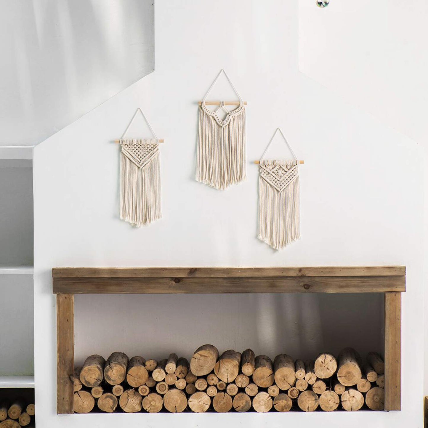 Set of 3 Mini Macramé Wall Hangings – Boho Cotton Tapestry Décor