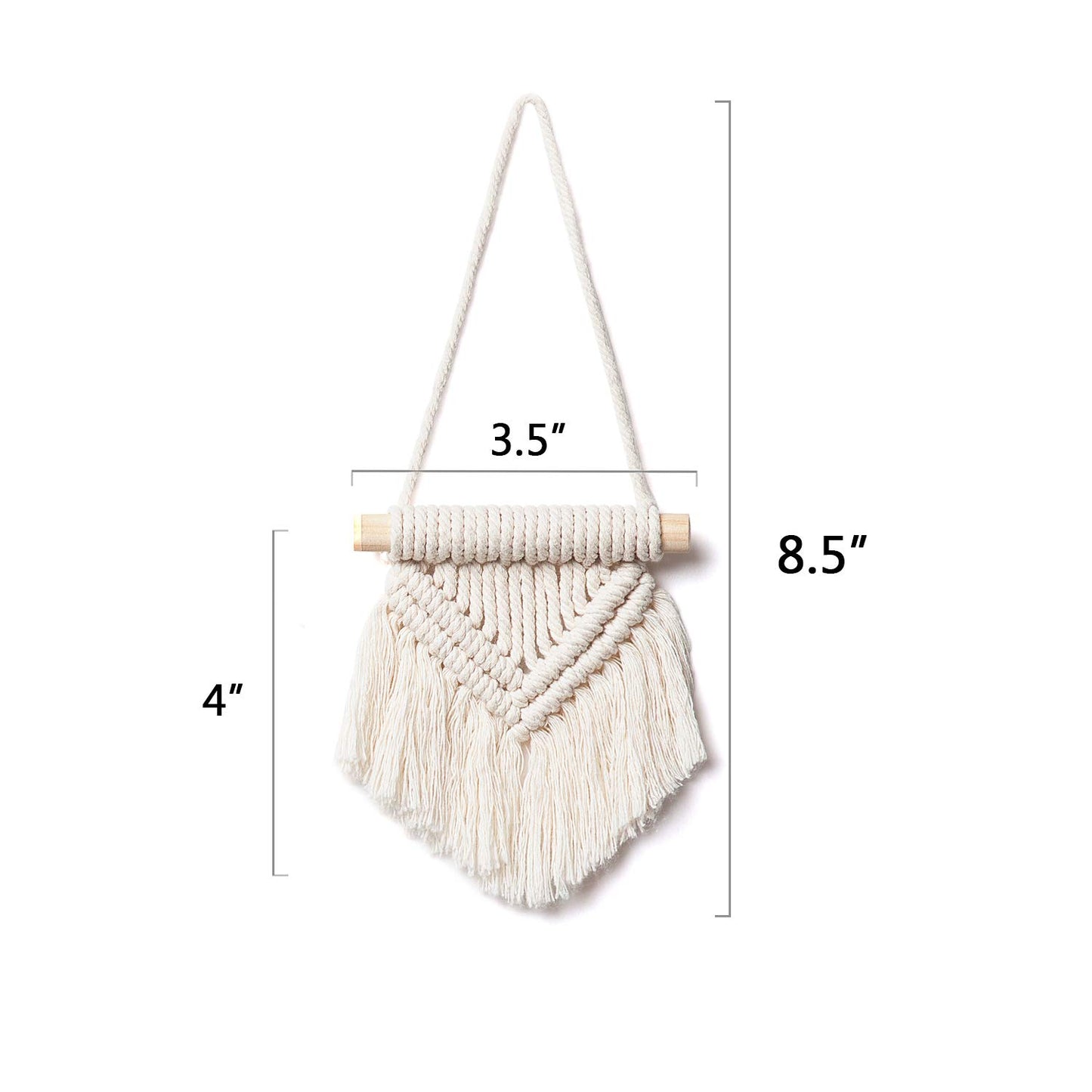 Mini Macramé Wall Hanging – 8.5" Decorative Cotton Tapestry for Boho Styling