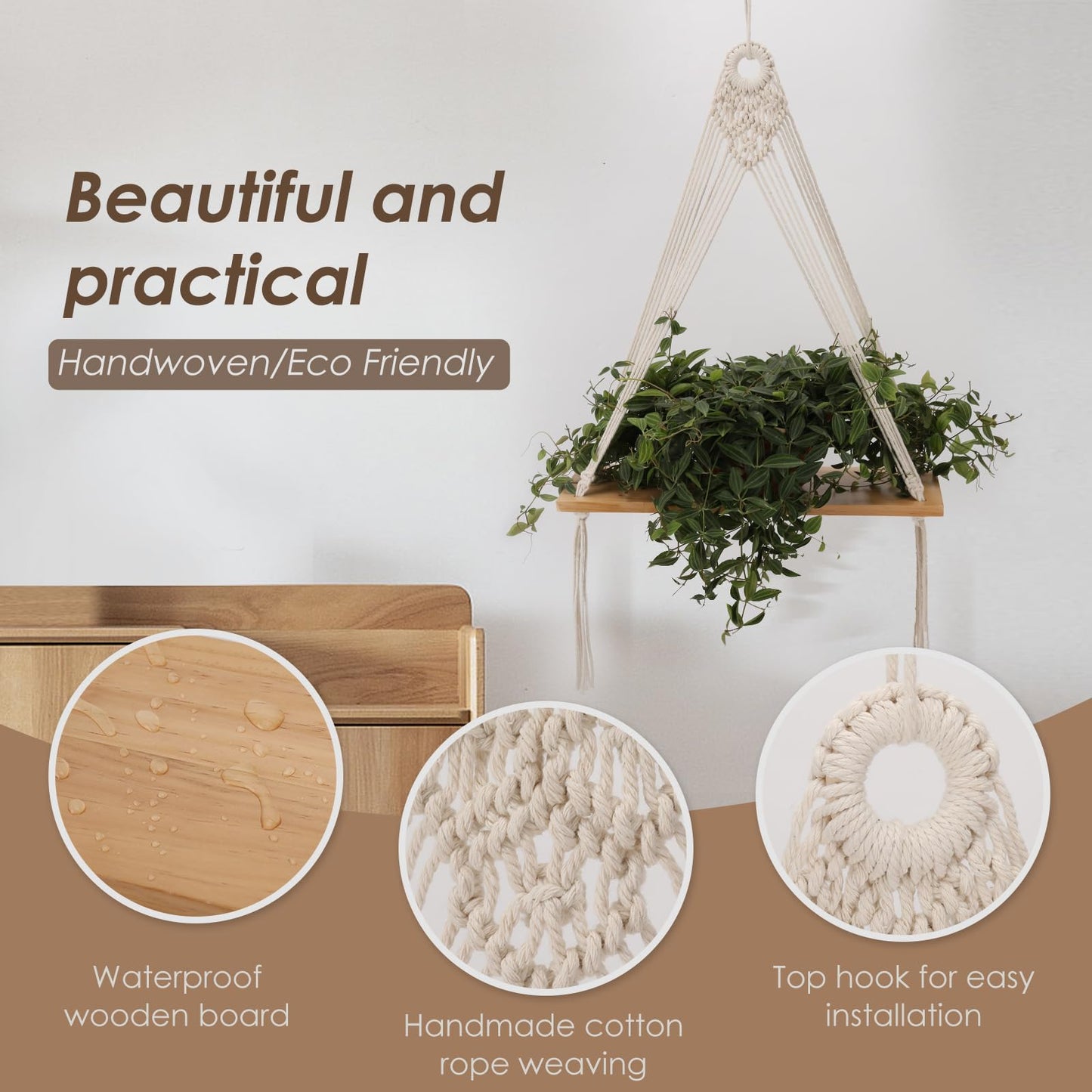 Macramé Hanging Shelf Set – Triangle Boho Organizers (Set of 2)