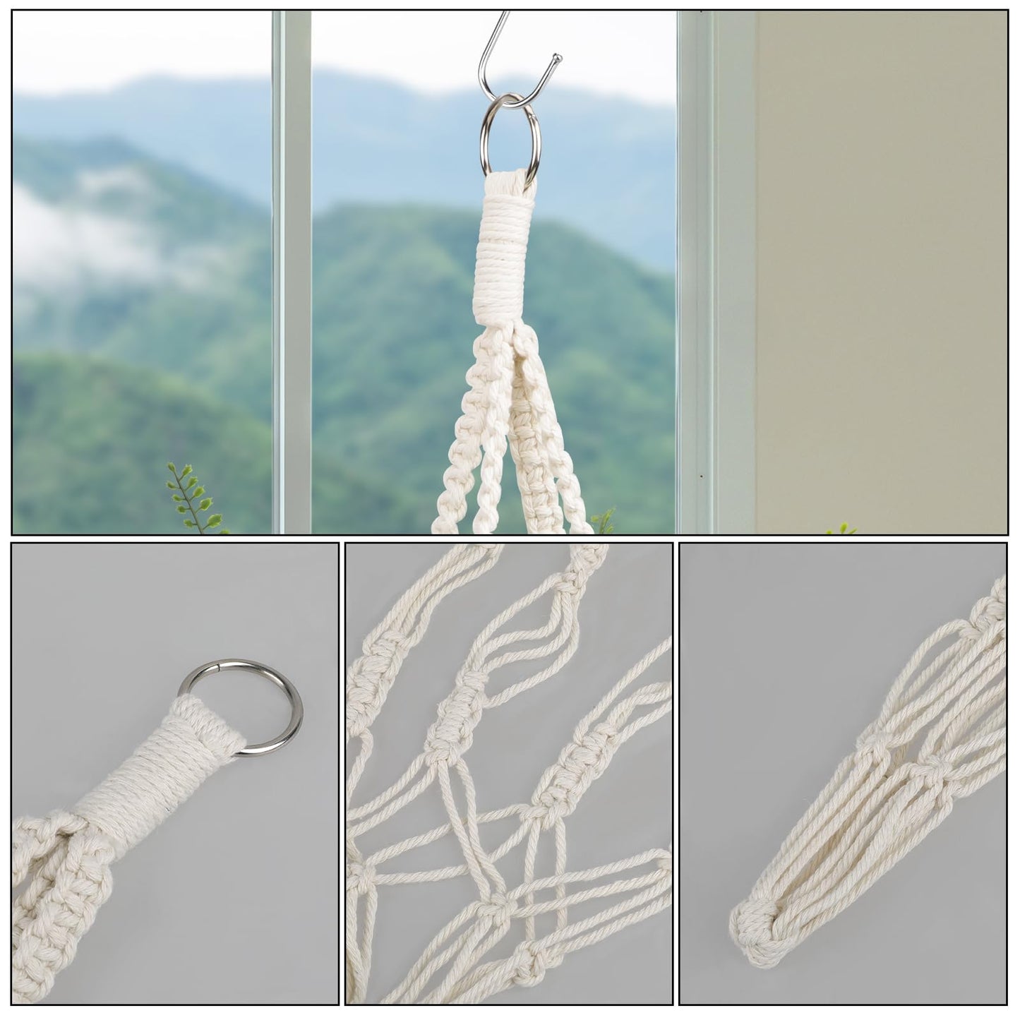 Macramé Plant Hanger Set – Classic White Cotton (Set of 2)