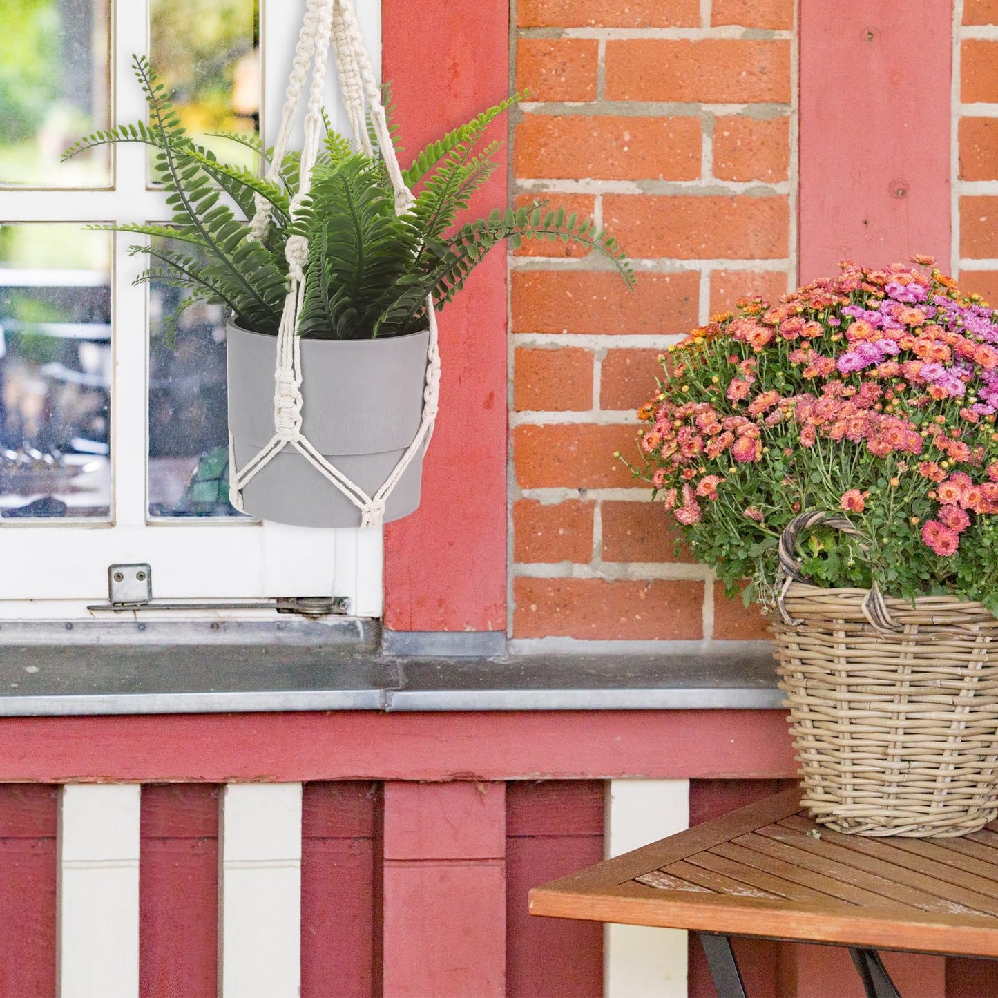 Macramé Plant Hanger Set – Classic White Cotton (Set of 2)