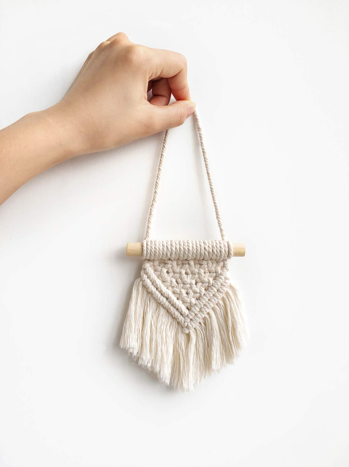 Mini Macramé Wall Hanging – 8.5" Decorative Cotton Tapestry for Boho Styling