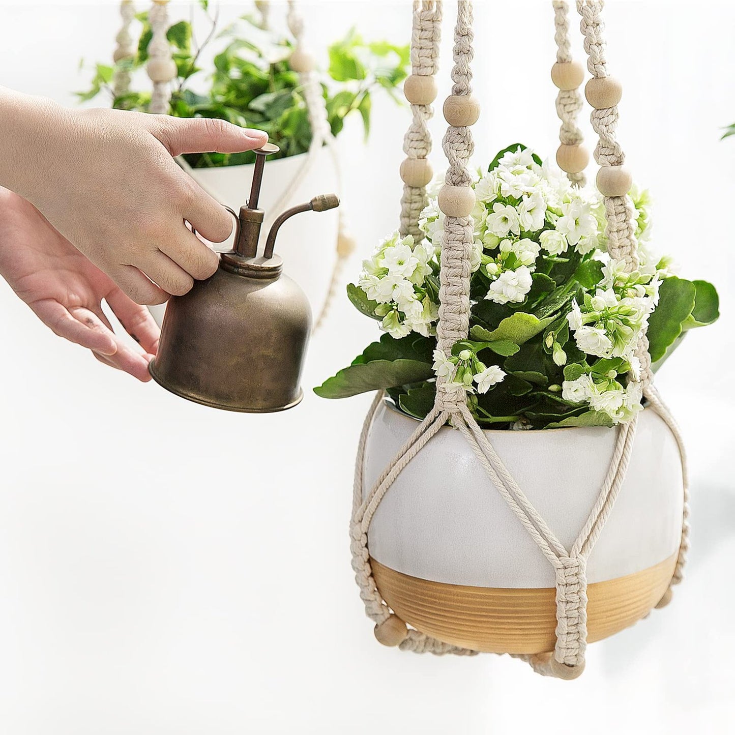 Macramé Plant Hanger Set – 2-Tier Cotton Planter