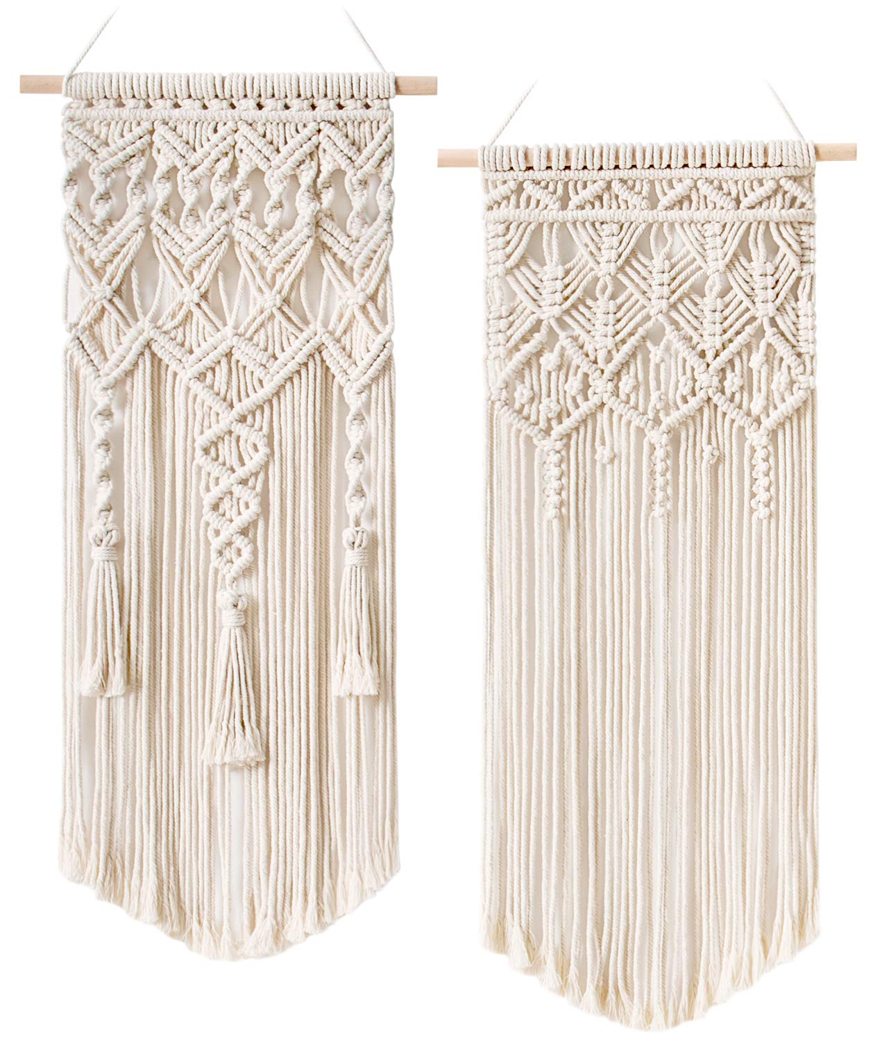 Set of 2 macramé boho wall hangings with handcrafted geometric knot designs – Urban Nest