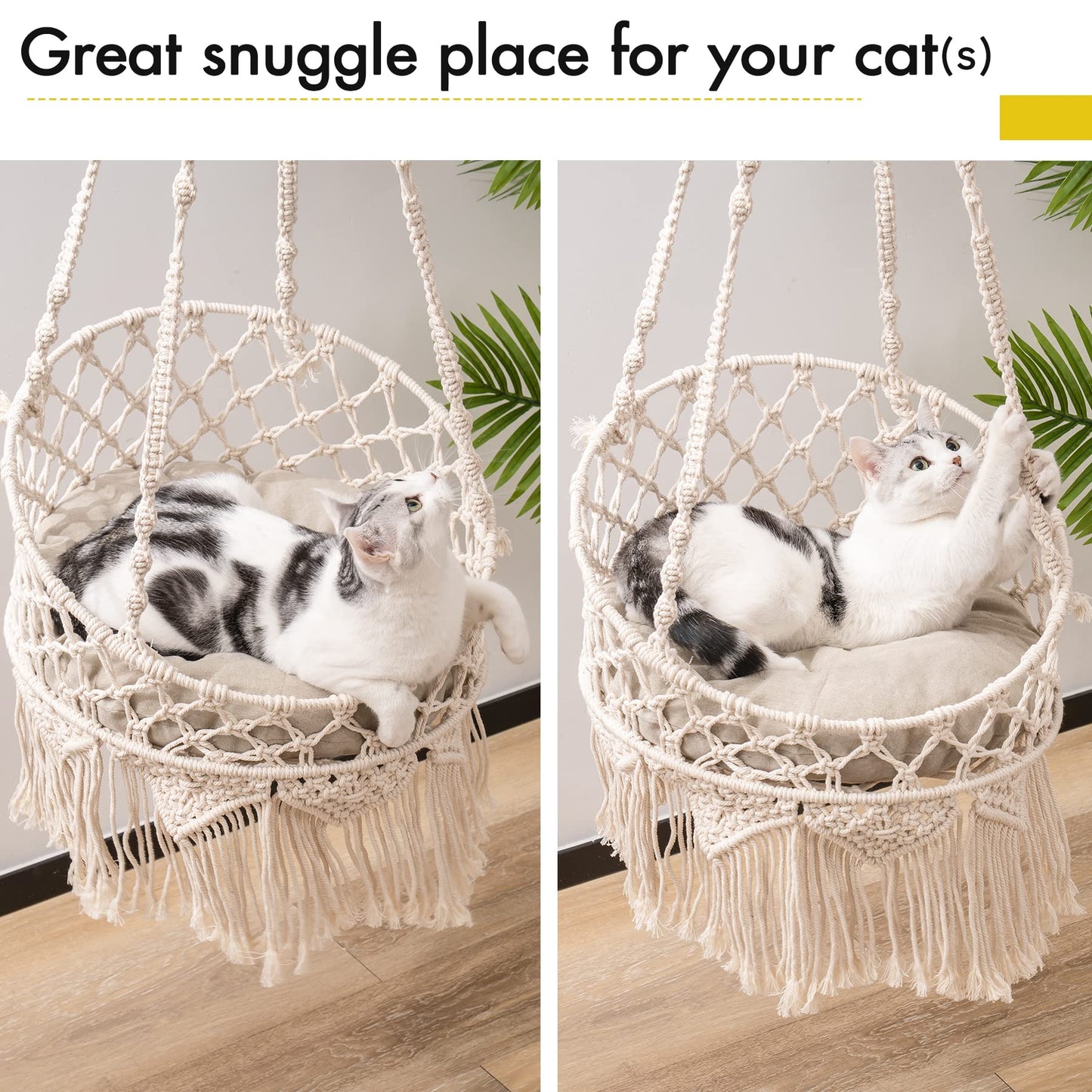 Macramé Cat Hammock – Handwoven Boho Pet Lounge by Urban Nest