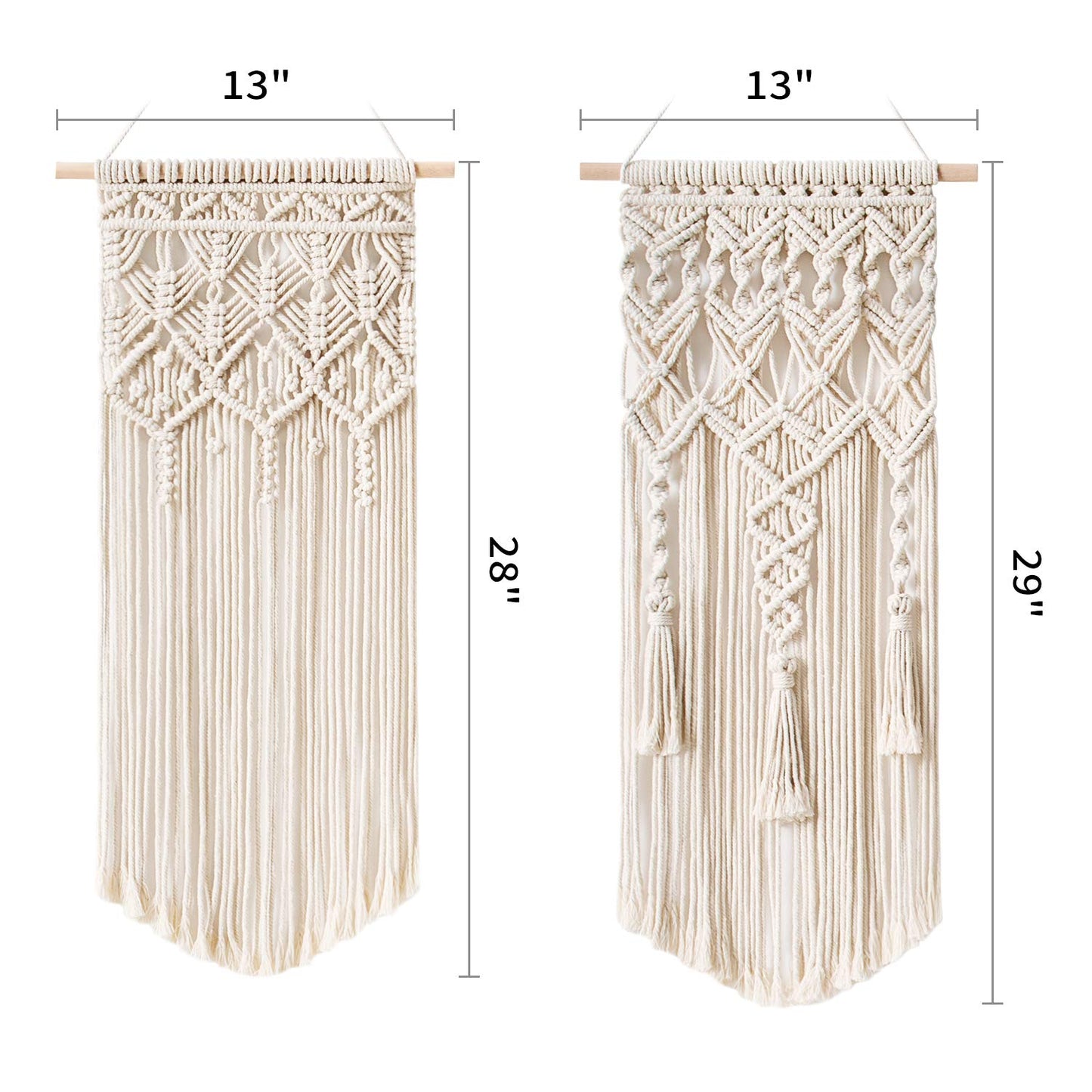 Macramé Boho Wall Hanging – Decorative Tapestry Set of 2 (Handwoven)