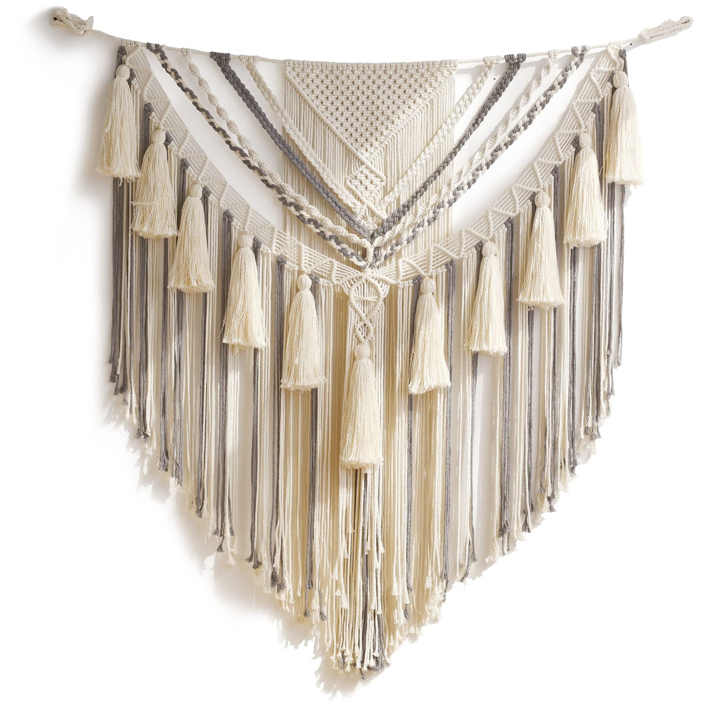 Macramé Wall Hanging – Boho Luxe Two-Tone Tapestry with Tassels