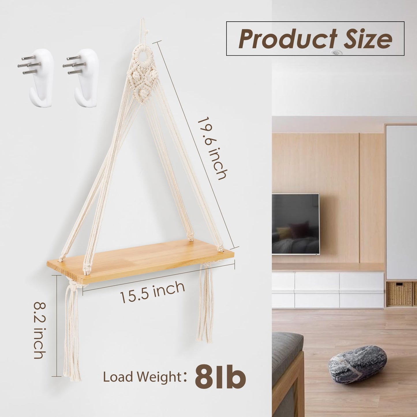 Macramé Hanging Shelf Set – Triangle Boho Organizers (Set of 2)