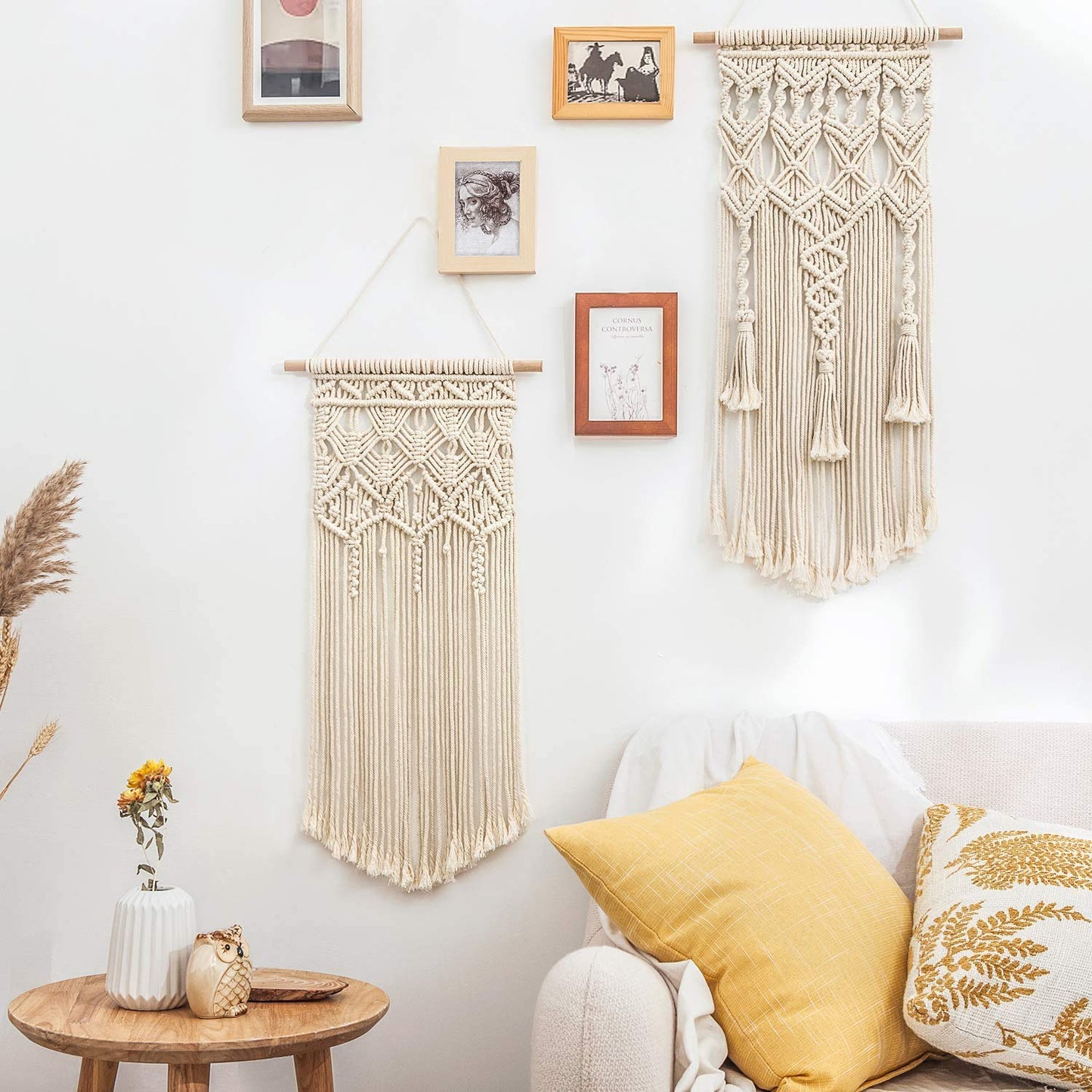 Macramé Boho Wall Hanging – Decorative Tapestry Set of 2 (Handwoven)