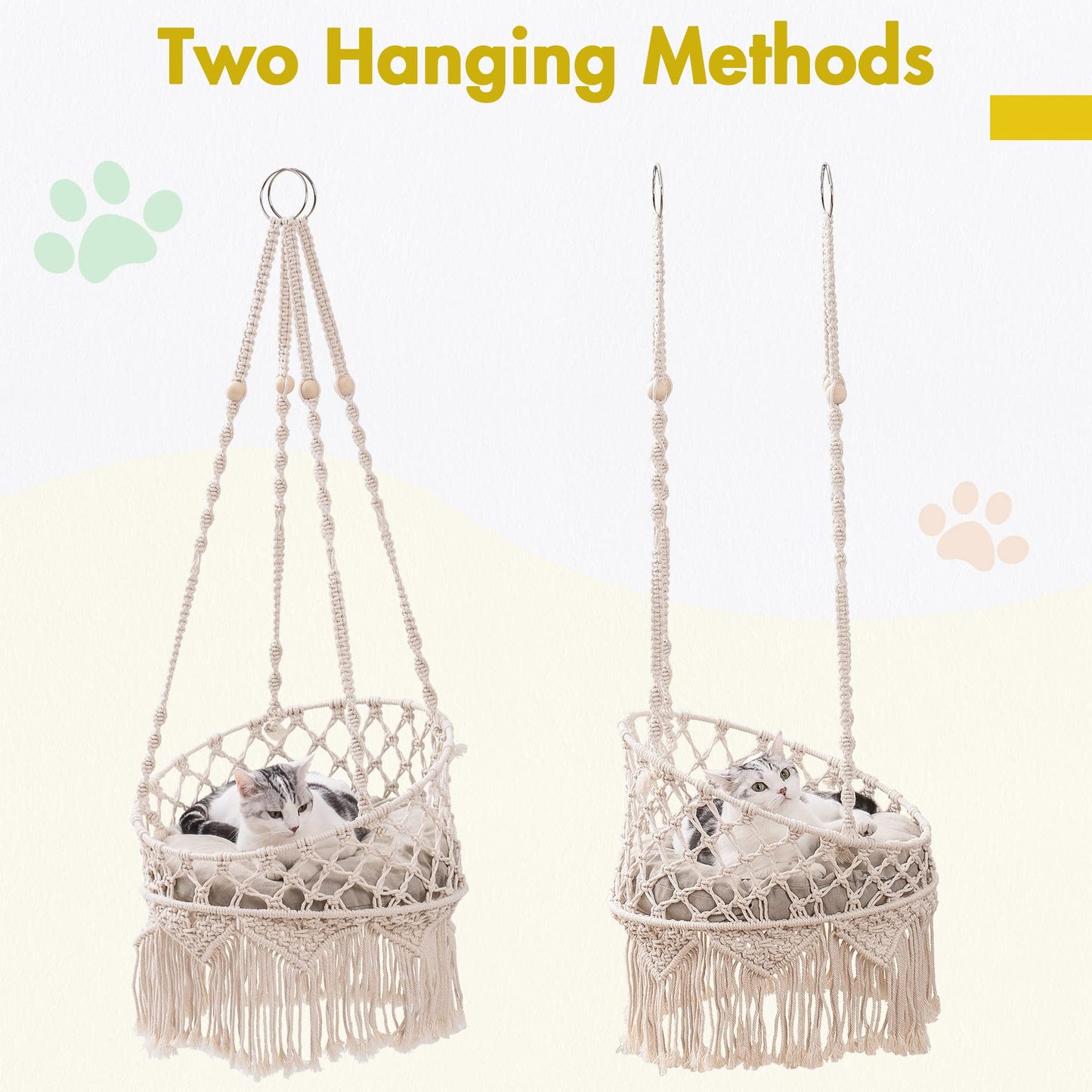 Macramé Cat Hammock – Handwoven Boho Pet Lounge by Urban Nest
