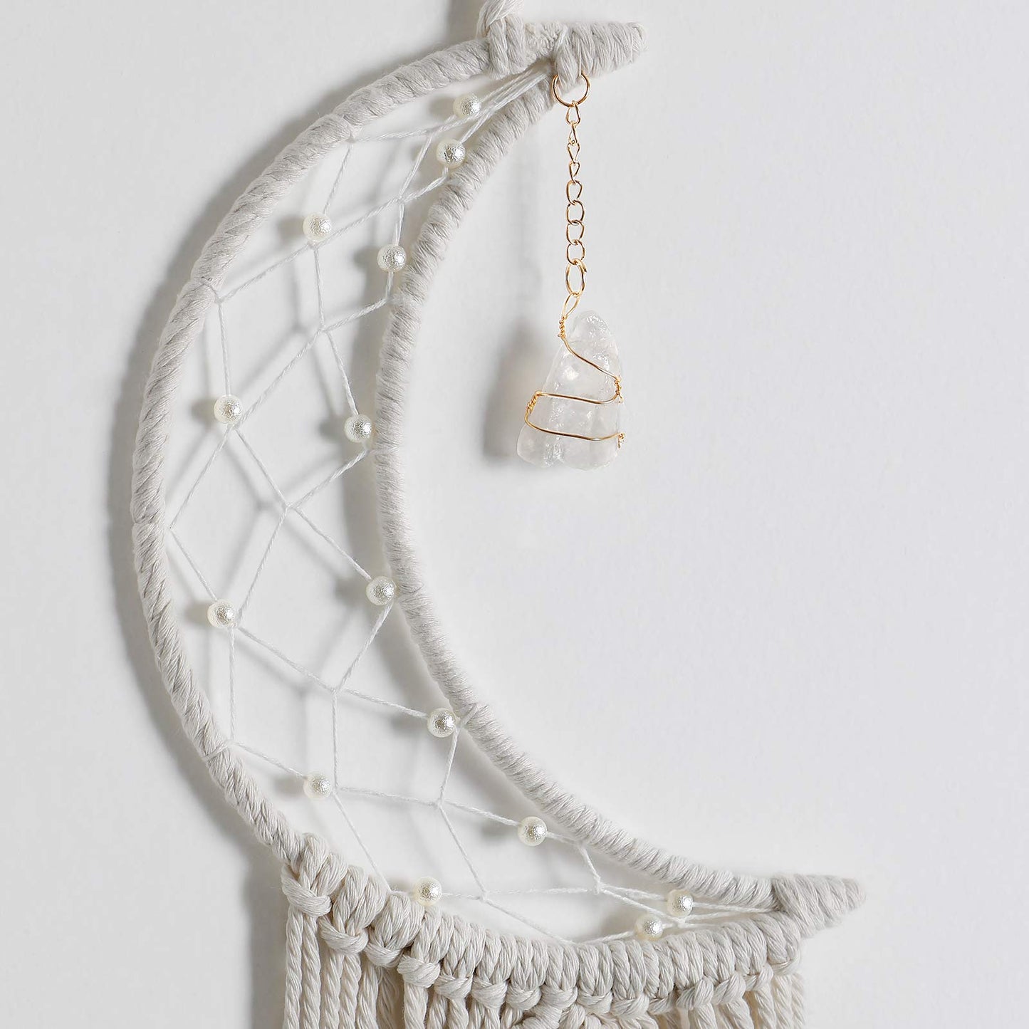 Macramé Moon Wall Hanging – Celestial Boho Décor with Crystal & Lights