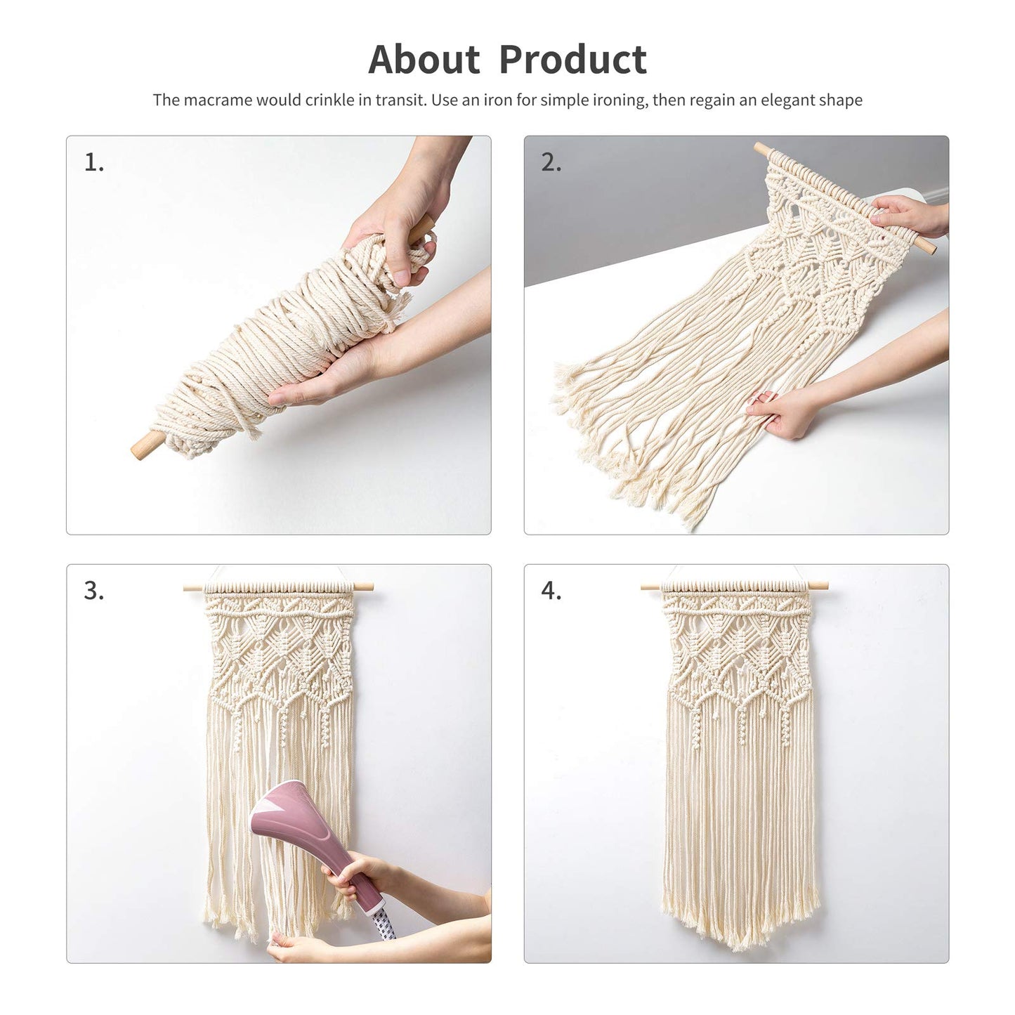 Macramé Boho Wall Hanging – Decorative Tapestry Set of 2 (Handwoven)