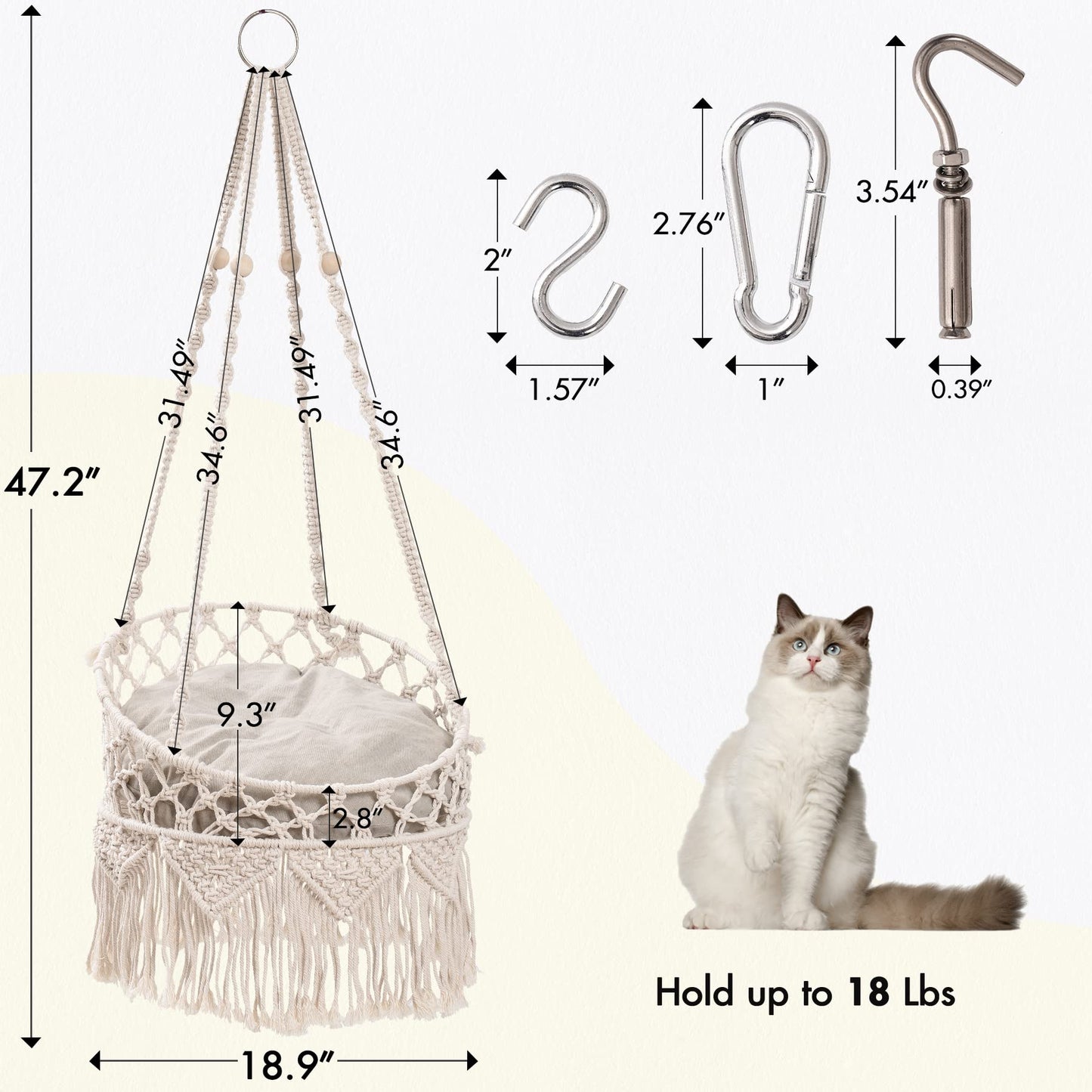 Macramé Cat Hammock – Handwoven Boho Pet Lounge by Urban Nest