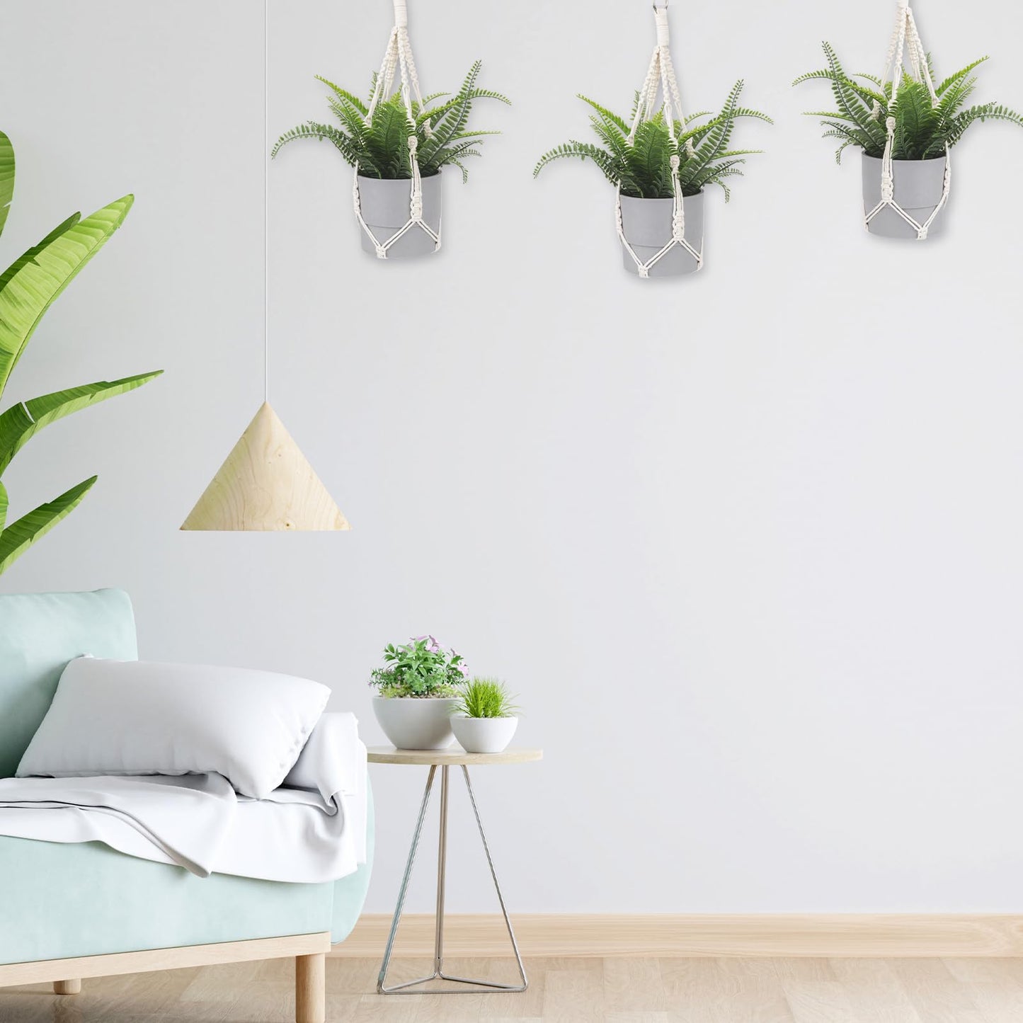 Macramé Plant Hanger Set – Classic White Cotton (Set of 2)